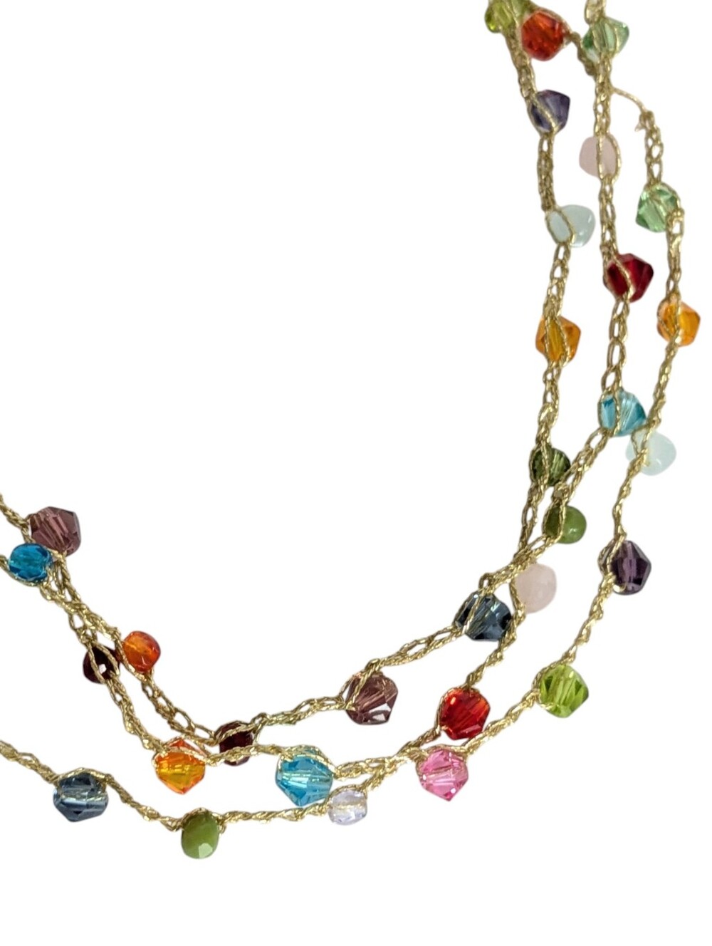 Multi Strand Gold Necklace With Bead Accents - Picture 3 of 5